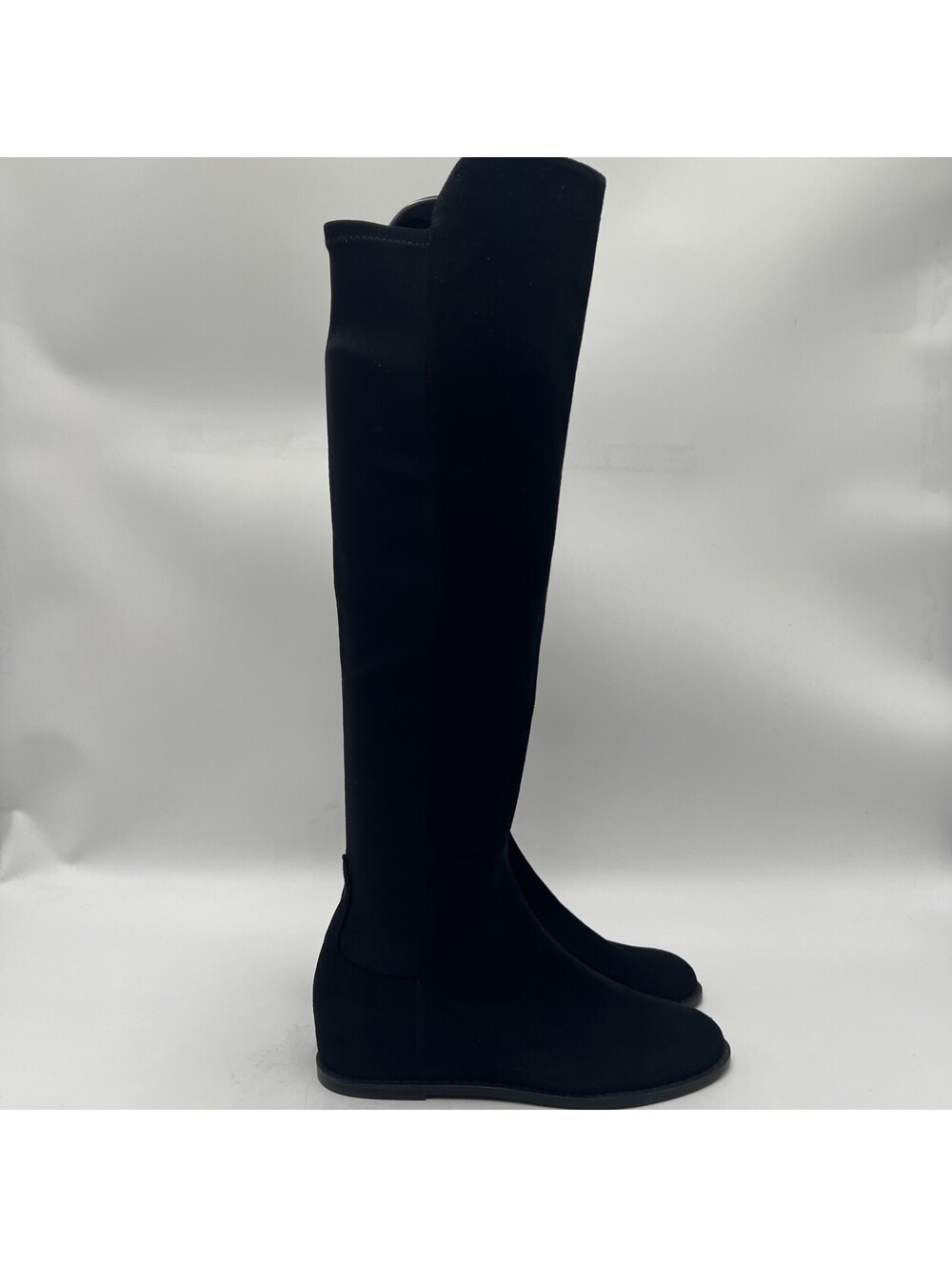 Stuart Weitzman 5050 Hidden Wedge black suede over-the-knee boot Size 4M